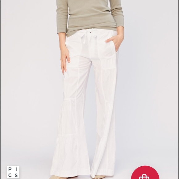 XCVI Terraced Poplin Flare Palazzo Cargo Pants - Picture 6 of 10